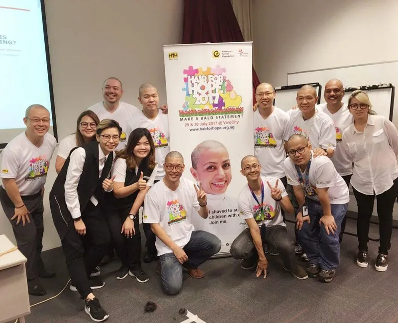 The kcuts team at Hair for Hope with shaved heads