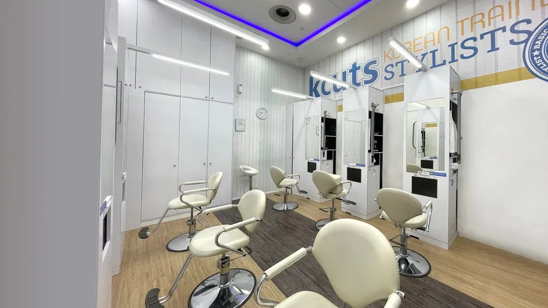 A clean, bright kcuts salon interior