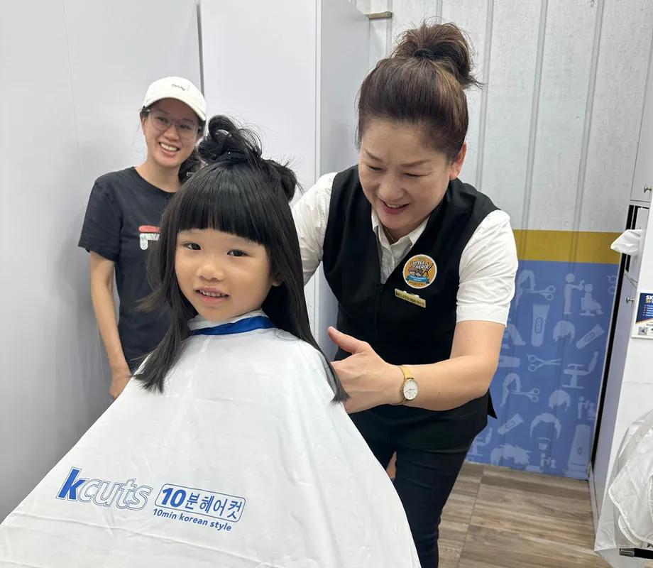 A happy young customer at kcuts